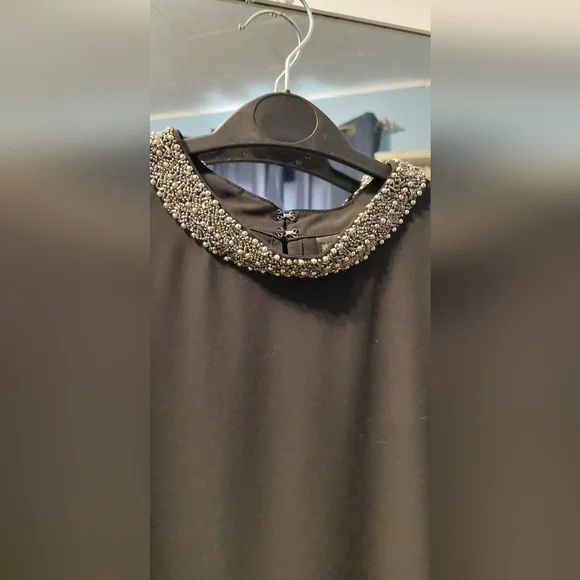 Black Chiffon with jeweled neckline - Picture 1 of 4